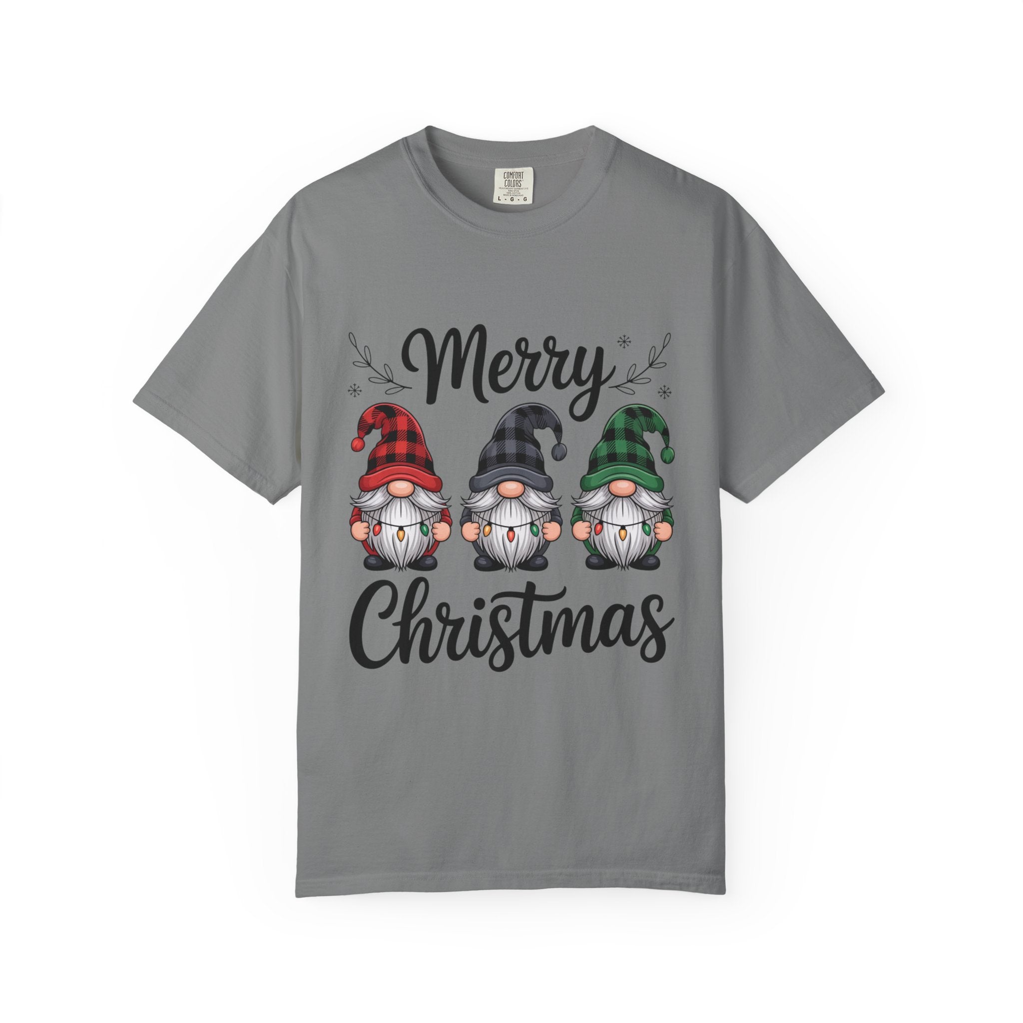 Merry Christmas Trio Gnomes T-shirt | Buffalo Plaid Hats, Holiday Tee