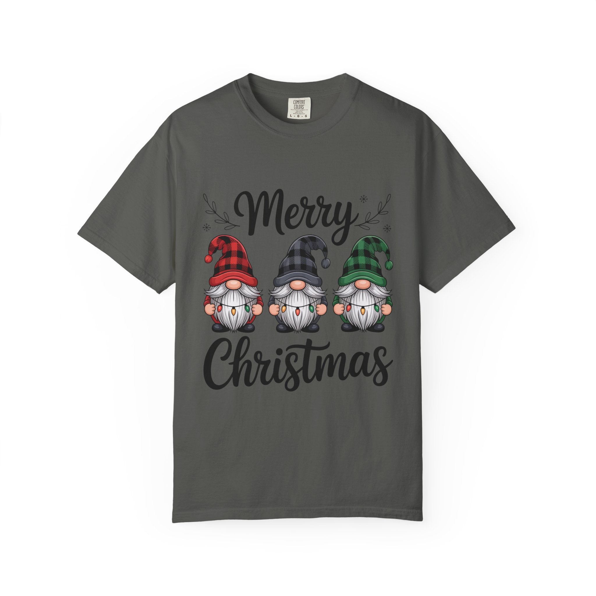 Merry Christmas Trio Gnomes T-shirt | Buffalo Plaid Hats, Holiday Tee